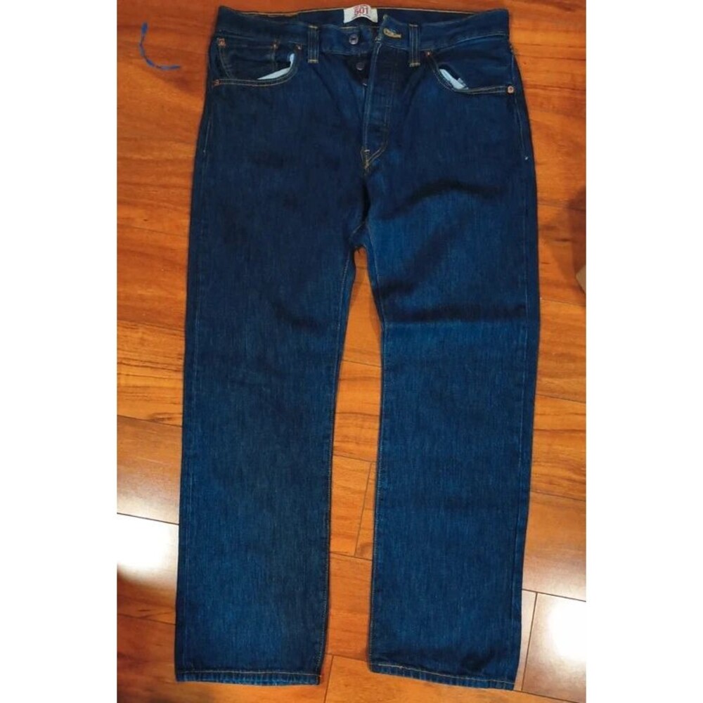 Levi's 501 Original Fit Button Fly Jeans Dark Blue Mens 34x30